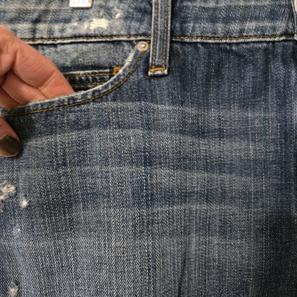 JOE'S Distressed Denim Mini Skirt With Front Slit. Size 31 - Picture 8 of 13